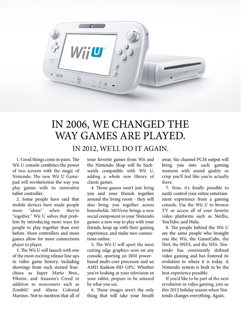Wii U Vintage Advertisement